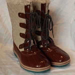 NWOT Cushioned Fur Duck Boots From Avon Women's Sz 6 Winter  Rain Snow Tan/Brown